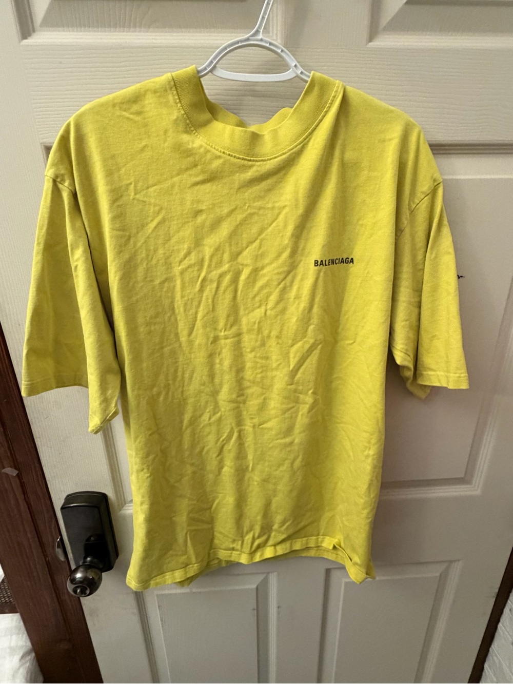 Balenciaga Short-Sleeve Logo Tee in Bright Yellow